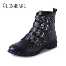 Women Boots Ankle Winter Shoes Fashion Rivets Buckle Strap Motorcyle Boots Woman Casual Shoes Flat Round Toe Female Boot Short цена Women Boots Ankle Winter Shoes Fashion Rivets Buckle Strap Motorcyle Boots Woman Casual Shoes Flat Round Toe Female Boot Short цены онлайн