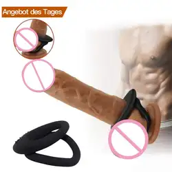 Двойная силиконовая Задержка эякуляции для пениса Кольца секс-игрушки для мужчин Мужской Целомудрие устройства секс-продукты петух