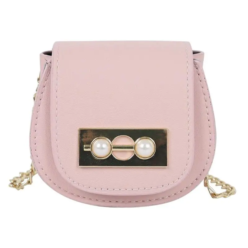 

Pearl Decor Mini Kids Girls Shoulder Messenger Handbags Casual Women Semicircle Money Packs PU Leather Chain Crossbody Saddle Ba