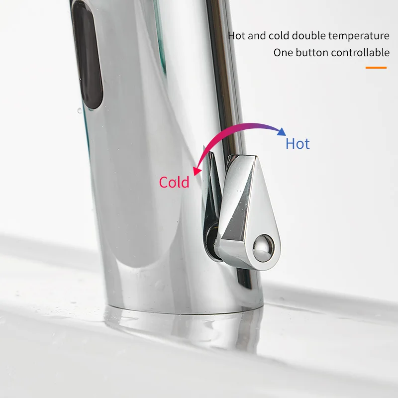 Кран для ванной комнаты, кран для экономии воды, хромированный Бесконтактный смеситель горячей и холодной воды, полностью автоматический кран с инфракрасным датчиком, кран 8021