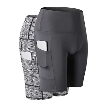 

B Women High Waist Slant Pocket Sports Running TrainingQuick-drying Tight-fitting Stretch Fitness Sports Shorts Ladies