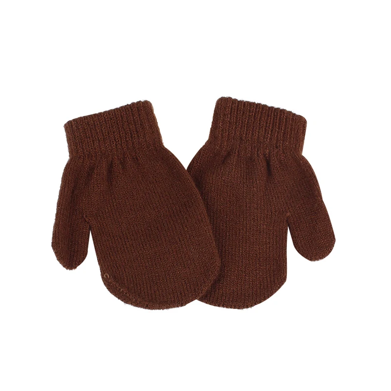 2PCS Kids Beanie Hats Cotton Brown Knitted Hat Gloves Sets Autumn Velvet Boys Girls Skullies Warm Children Winter Earflap Hats (10)