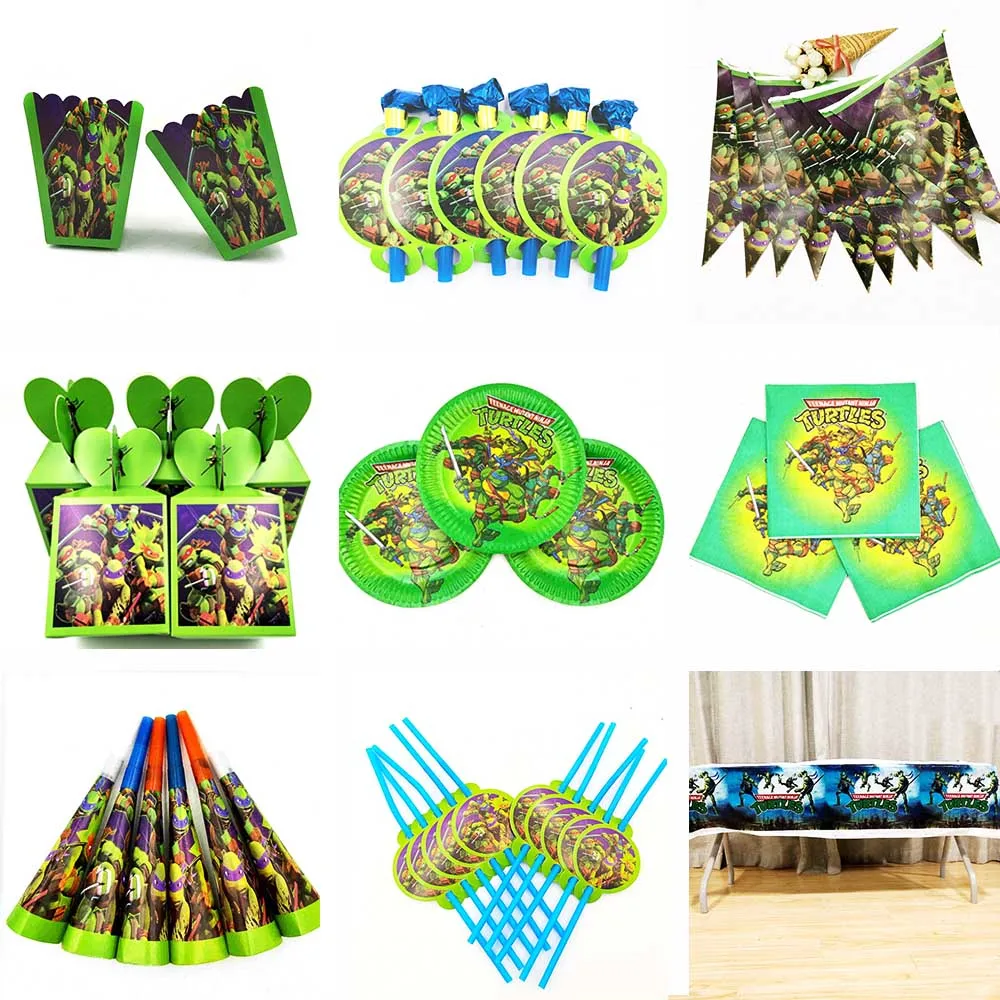 

Teenage Mutant Ninja Turtles Kids Birthday Party Supplies Turtles Banner party Plates Cups Straws TableCloth party decoration