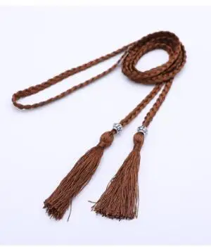 10x Woven Tassel Belt Lady Braided Belt Self-Tie Thin Chain waist bow tie rope Decorated Waist HighQuality Clothes Accessories - Цвет: 10