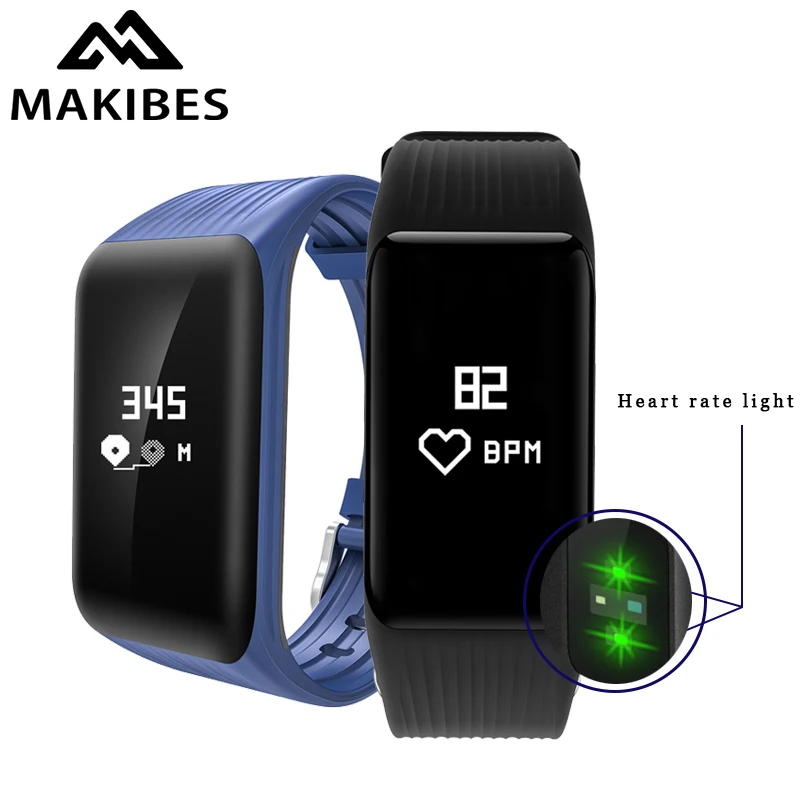 

Makibes HR2 Bluetooth 4.0 Men Women Smart Bracelet Fitness Activity Tracker Continuous Heart Rate Monitor Wristband for xiaomi