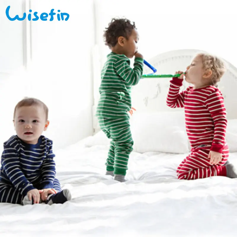 Wisefin Newborn Sleepsuit Girl Pajamas Winter Striped Toddler Baby Boy Sleepwear Spring Long
