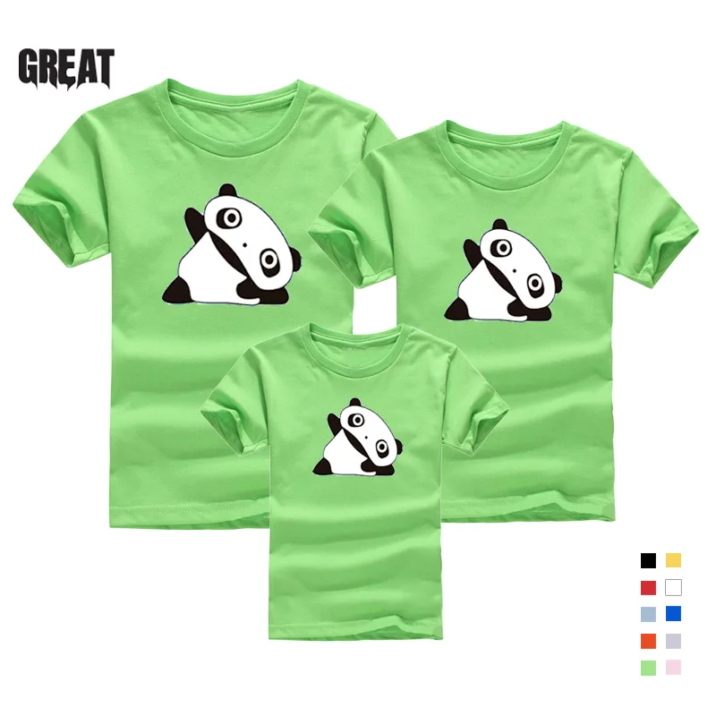 

2019 Family Pack Panda Cartoon Print T-Shirt Fashion New Summer Short Sleeve Round Neck T-Shirt Kids Kids Dad Color T-Shirt
