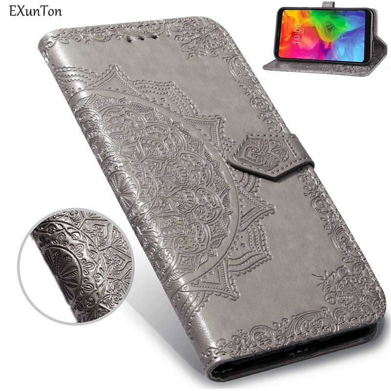

EXUNTON For LG G7 Q7 ThinQ One Stylo 4 K30 K10 K8 2018 Wallet PU Leather Flip Kickstand Smart Phone Case For LG K30 Q7 K8 Cover