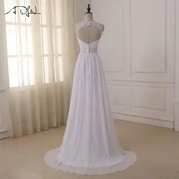 ADLN Beach Wedding Dress 2017 Sexy V-neck Beaded Straps Pleated Chiffon Wedding Gowns Vestido De Novia In Stock