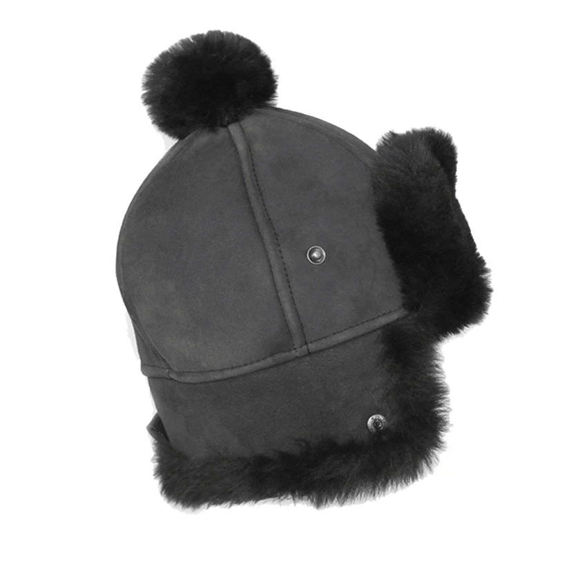 FUR WINTER Lamb Suede Leather Rabbit Fur Aviator Outdoor Trapper Trooper Pilot Ski Hat