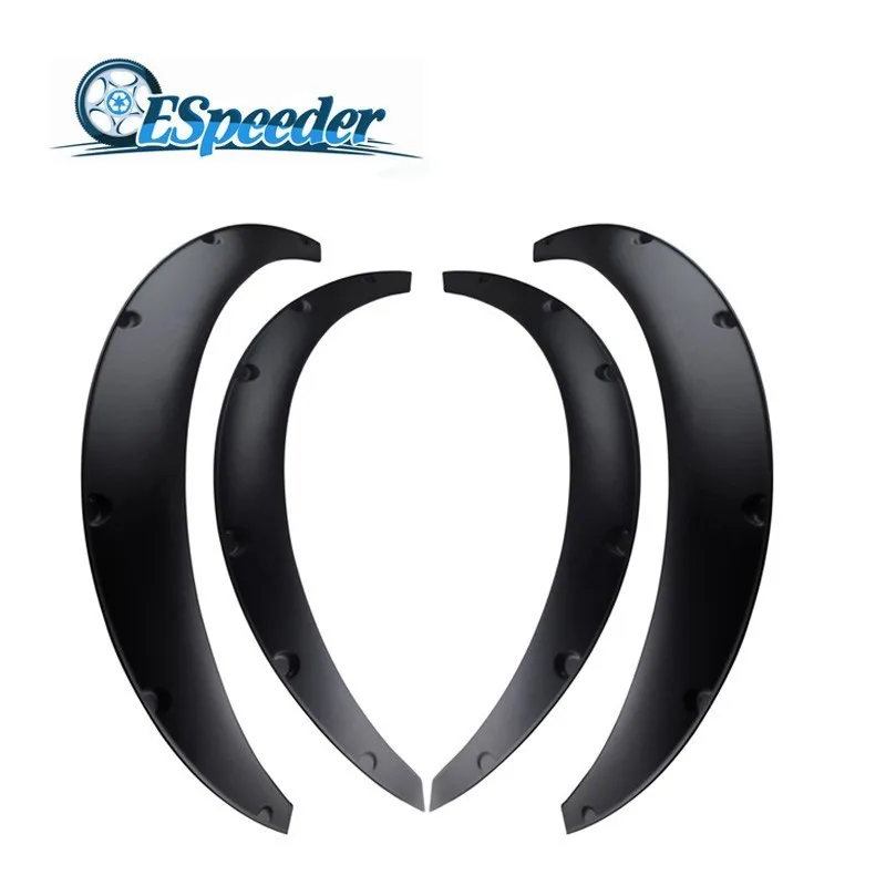

ESPEEDER 4Pcs Universal Flexible Wheel Lip Body Car Fender Flares Extra Wide Body Wheel Arches Wheel Eyebrow Protector Sticker