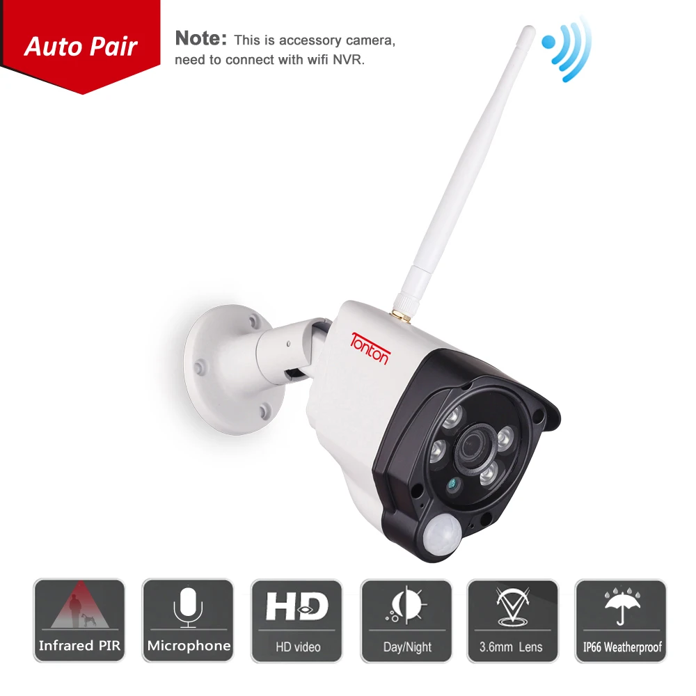 

Tonton Wireless Network IP Camera 960P HD Weatherproof Outdoor security 1.3MP Wifi camera with Audio Recording and PIR Sensor