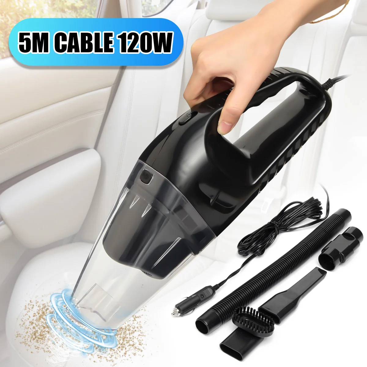 Portable DC 12V 120W Super Suction Handheld Vacuum Dirt Cleaner Wet