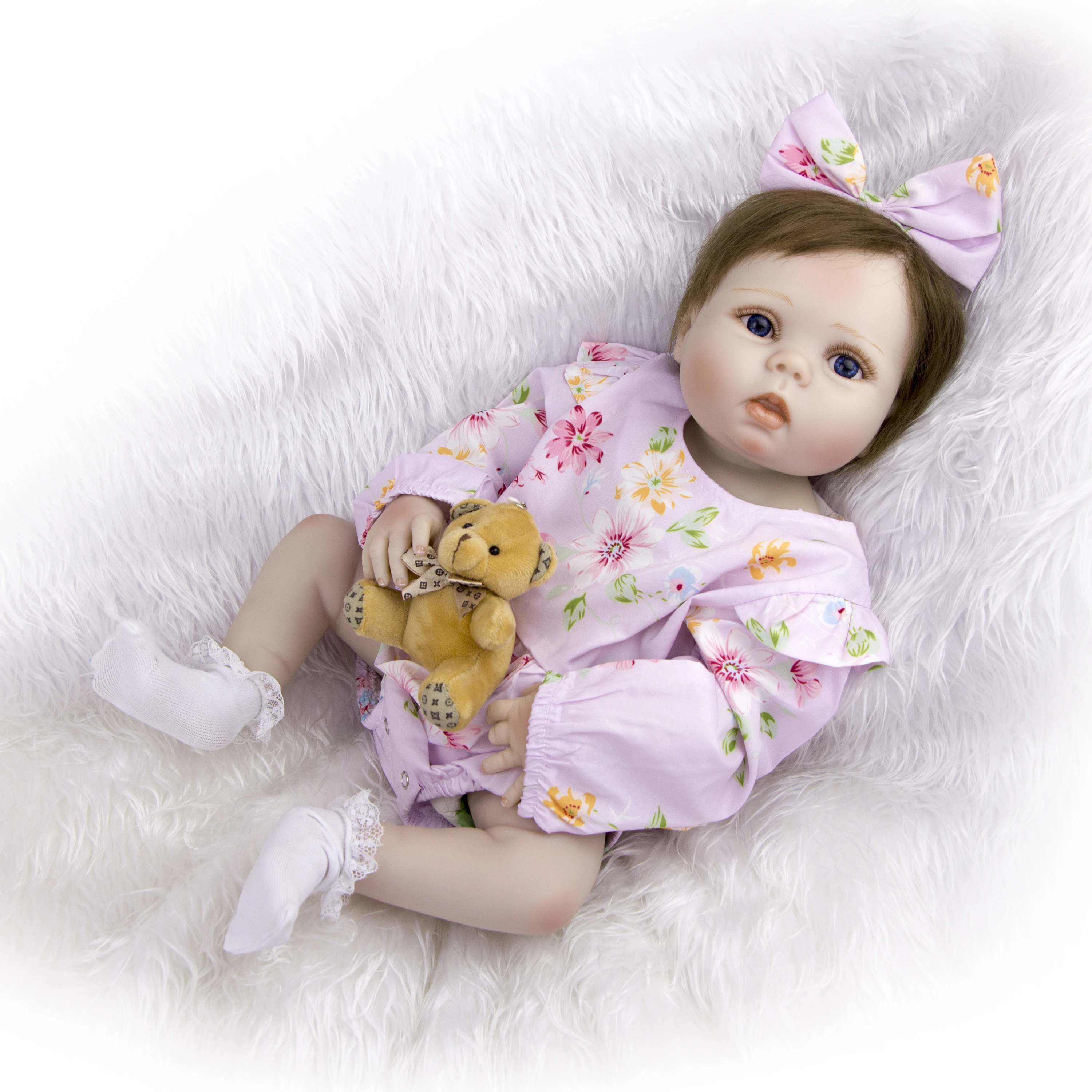 

KEIUMI Cute 23 Inch Full Body Silicone Vinyl Lifelike Reborn Baby Dolls Girl Realistic Reborn Dolls 57 cm For Kids Birthday Gift