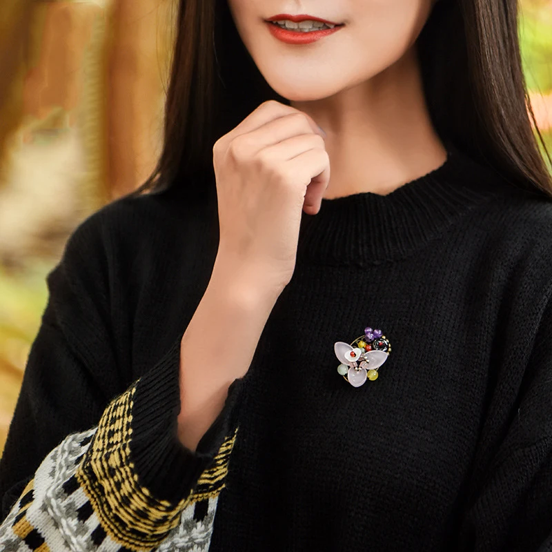 BOEYCJR этнический стеклянный камень цветок брошь Винтажные Ювелирные изделия высокого качества Броши ручной работы для женщин платье аксессуары для шарфа