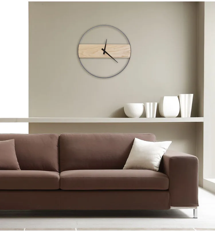 16 дюймов Nordic Творческие деревянные настенные часы Спальня гостиная ультра-тихий минималистский настенные часы для дома украшения