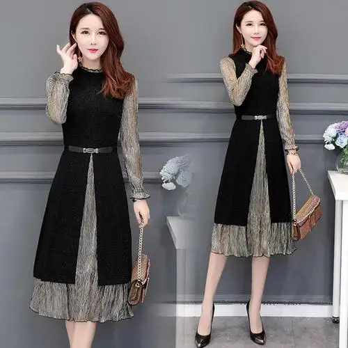 

Plus Size 4xl Patchwork Midi Dress Ukraine Trendy Stitching Dress Elegant Vestido De Festa Office Work Women Dress Vestidos