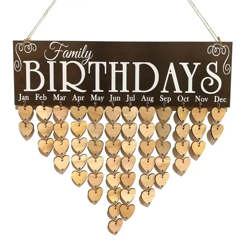 BIRTHDAYS Wooden DIY Calendar Hanging Plaque Board Family Birthday