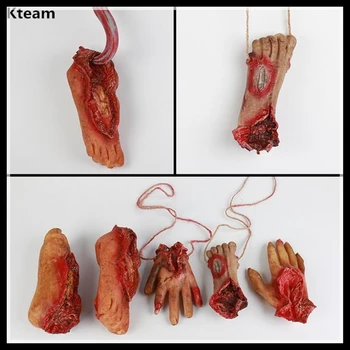 

Hot Sale Halloween Horror Props Bloody Hand Haunted House Party Decoration Scary Zombie Hand Finger Leg Foot Heart Tricky Toys