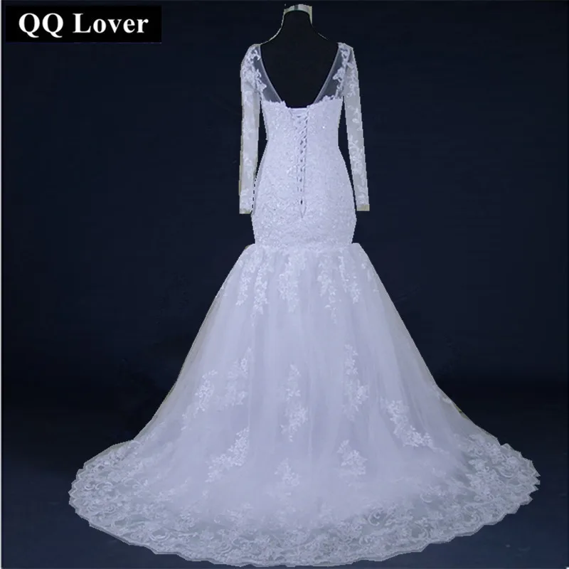 QQ Lover 2019 Новое свадебное платье с юбкой годе со шлейфом длинным рукавом