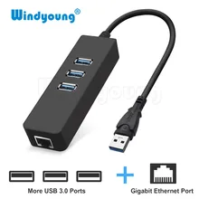 USB 3,0 Ethernet адаптер с 3 Порты USB 3,0 док-станция USB rj45 порт Gigabit Ethernet Lan 10/100/1000 Мбит сетевой карты для ноутбука Macbook