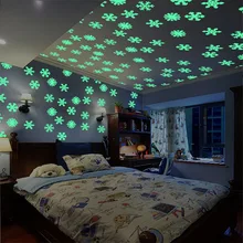 3D стикер на стену, Ночной светильник, снежинки, флуоресцентные наклейки на стену, наклейки, обои на Рождество, украшения для детской спальни