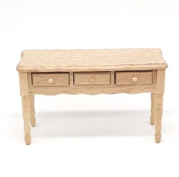 

1:12 Dollhouse Miniature Furniture Study Room Wooden Desk Drawer Can Open