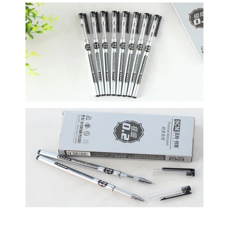 Железная ручка с синими чернилами 12 шт. 0 2 мм|stationery pen|0.2mm penpens 12pcs |