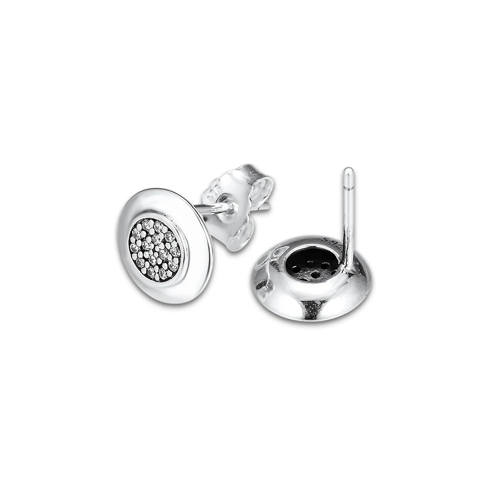 

Signature Stud Earrings with Clear Cubic Zirconia 925 Sterling Silver Jewelry Free Shipping