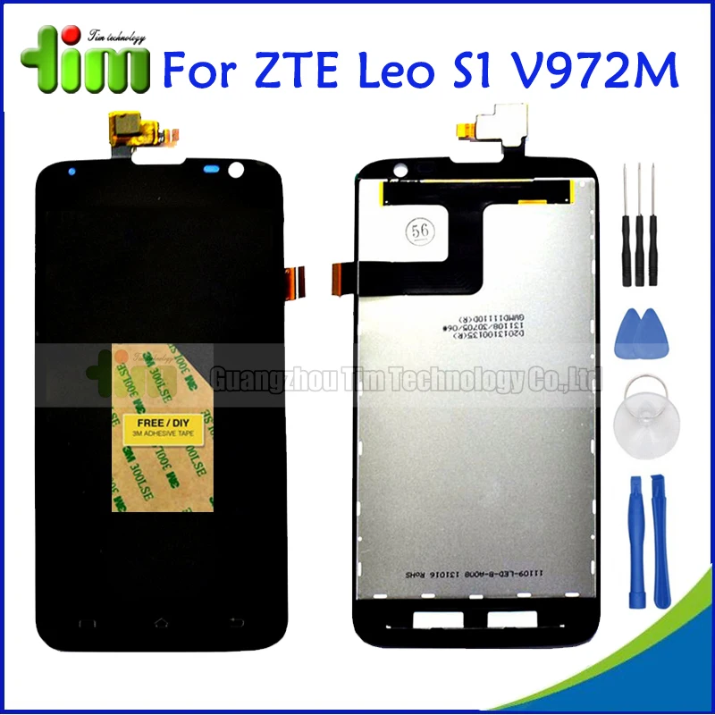 ZTE V972 5 0 inch Black LCD Display Touch Screen Digitizer Assembly Original New For ZTE