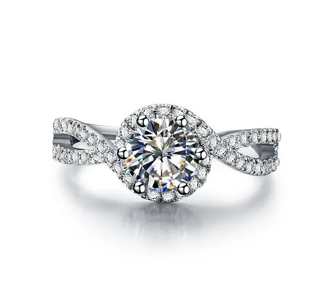 

Solid 18K White Gold AU750 Female Ring Famous Design Test Positive 1Ct D Color Moissanite Diamond Ring for Women