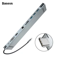 Baseus USB C концентратор type C к HDMI VGA RJ45 несколько портов USB 3,0 USB3.0 type-C разветвитель для Macbook Pro Air USB-C концентратор адаптер питания