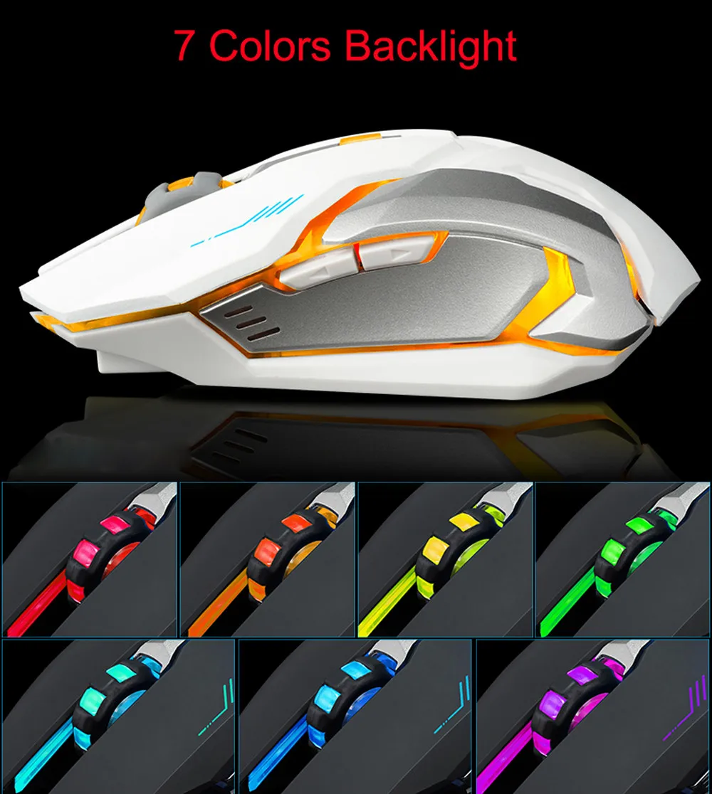 

Mouse Inalambrico Usb Sem Fio Rechargeable X7 Wireless Silent LED Backlit USB Optical Ergonomic Gaming Mouse DropShip souris san