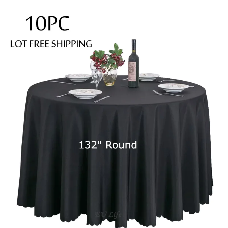 Factory Outlet 10PC Fancy Christmas Tablecloth 132" Black Nappe Ronde