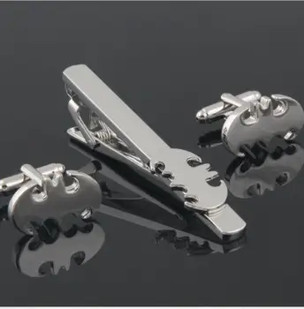 

WholeSale 10sets/lot Superhero Batman Cufflinks Tie Clip Bar Sets Copper Brass High Quality Cuff links Tieclip Christmats Gifts