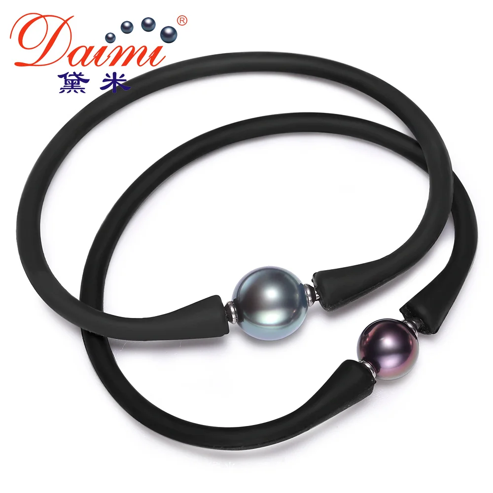 

DAIMI Father's Day Gift Best Gift For Husband Man Bangle Men Bracelet 10-10.5mm Black Tahitian Pearl Bracelet