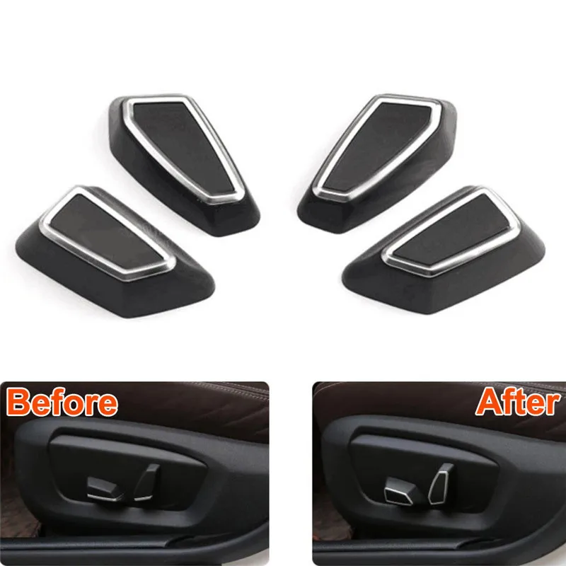 Best 4pcs Car ABS Black Front Seat Adjustment Switch Button Decorate Cover Fit for BMW 5 Series F10 2014 2017 Car Styling Accessorie