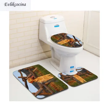 

Free Shipping 3pcs Dog Stand At Farm Banyo Bathroom Carpet Toilet Bath Mat Set Non Slip Pad Tapis Salle De Bain Alfombra Bano