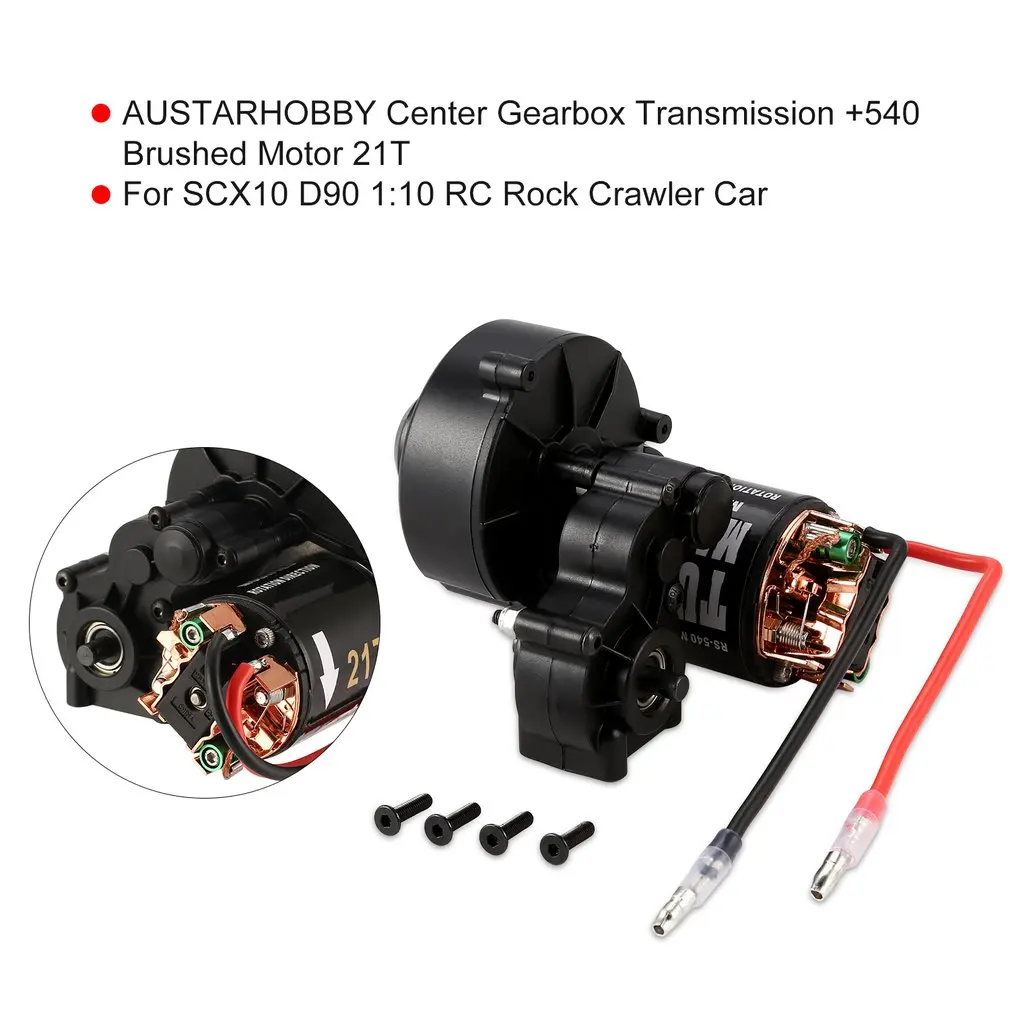 

New AUSTARHOBBY Center Gearbox Transmission +540 Brushed Motor 21T 27T 35T 45T 55T for 1:10 RC Rock Crawler Car SCX10 D90 Model