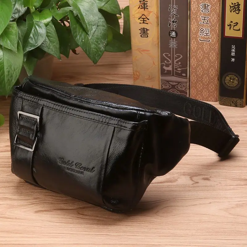 

Men Genuine Leather Waist Chest Bag Multi-Pocket Shoulder Bag Real Cowhide Purse Pouch Male Fashion Hip Bum Belt Fanny Pack