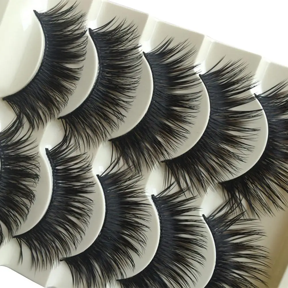 

Beautiful 5 Pairs Fashion Long Thick Natural Eye Lashes Fake Cross Eyelashes Beauty Makeup Tool Eyelashes Artificial Fake Lashes