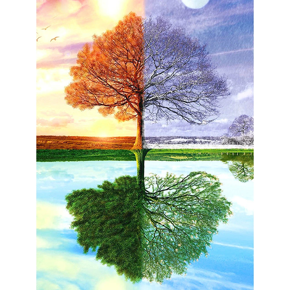 

Full Square Diamond 5D DIY Diamond Painting "Four Seasons Tree" Embroidery Cross Stitch Rhinestone Mosaic Painting Decor