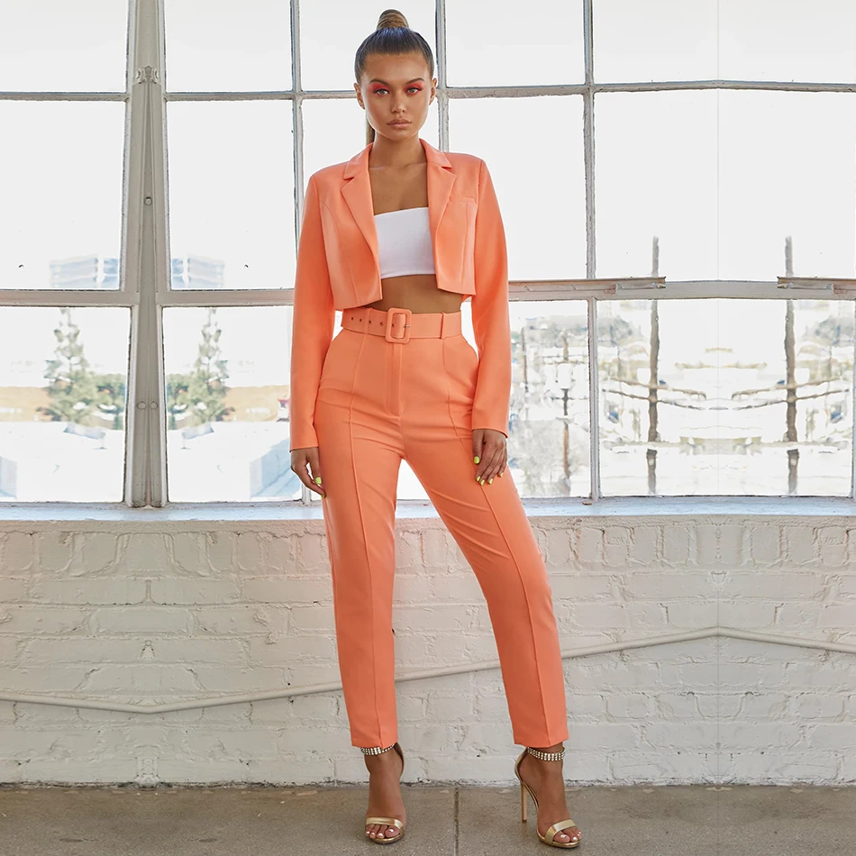 

Newest Celebrity Evening Party Jumpsuit Women Sets Long Sleeve 2 Two Piece Set Sexy NightClub Full Length Pants Women Vestidos