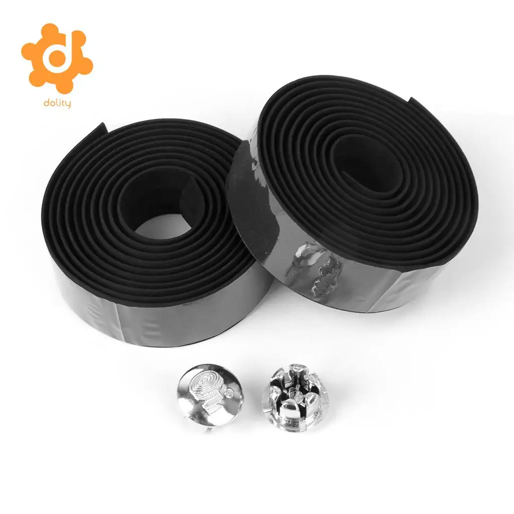 cheap 2pcs High Quality MTB Road Bike Bicycle Handlebar Tape Wrap +2 Bar Plug Black MTB Road Cycling Bicycle Accessories
