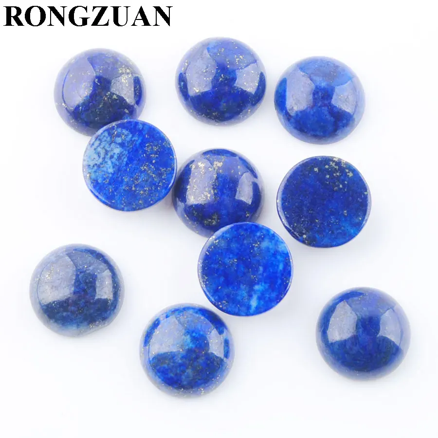 

RONGZUAN Natural Lapis Lazuli Gem Stones 12mm Round Flat Back Cabochon CAB No Drill Hole for Jewelry Making 10PCS TU3254