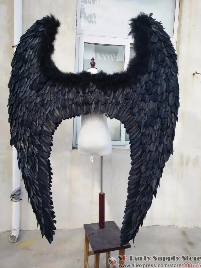 Взрослый большой черный дьявол перо Крылья для модели шоу на сцене Подиум дисплеи съемки реквизит модные аксессуары ручной работы