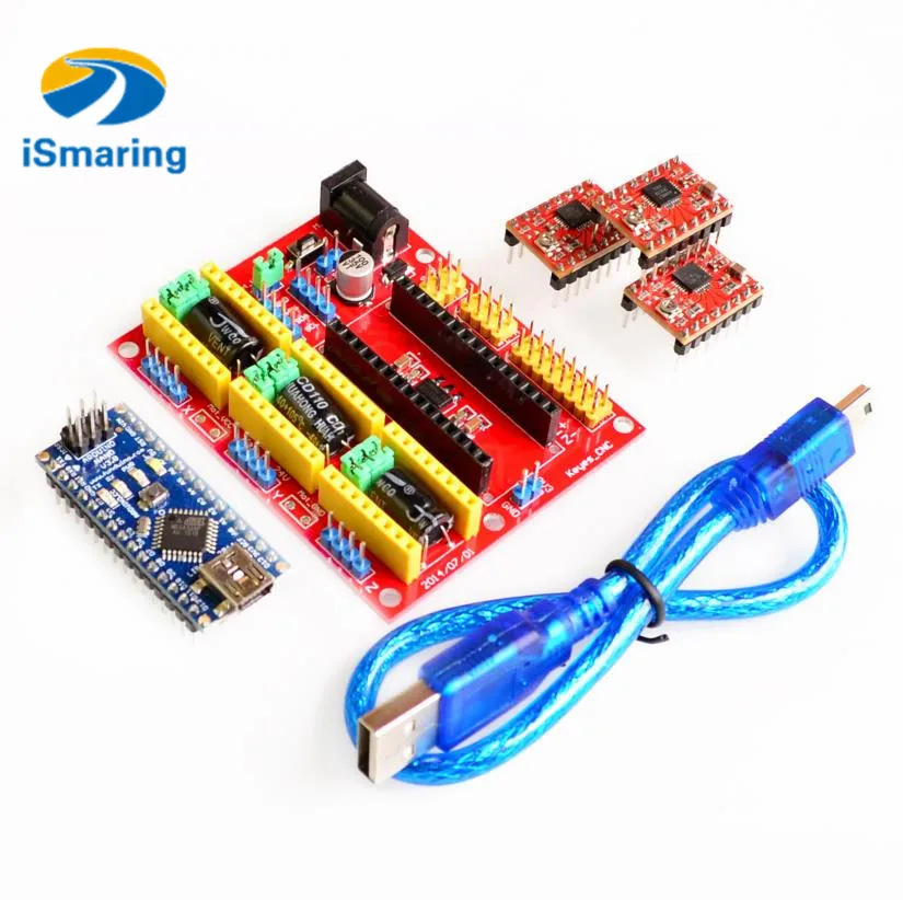 3 Dv4 Cnc Shield V4 + Nano 3.0 + 3 Pezzi A4988 Reprap Set Di Driver Passo-Passo Per Arduino