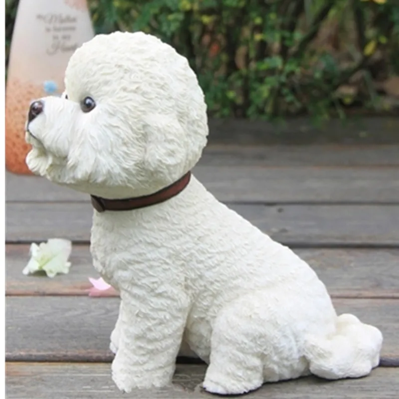 Фигурка милого щенка Bichon Frise имитация животного Оригинальная фигурка для