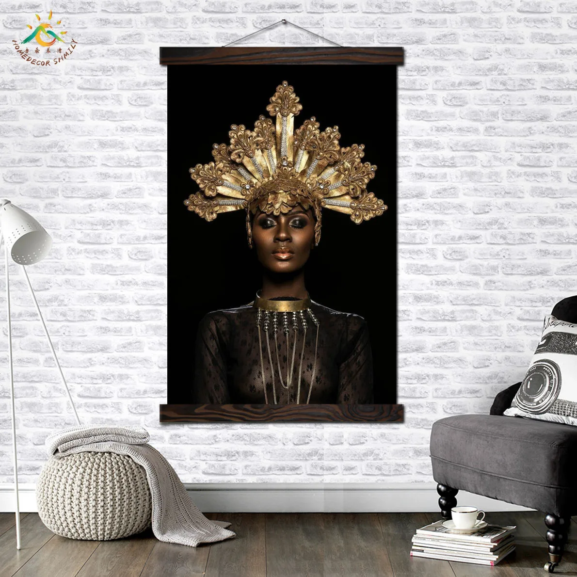 

Black Girl Magic Princess Modern Wall Art Print Pop Art Picture And Poster Solid Wood Hanging Scroll Canvas Painting Home Decor
