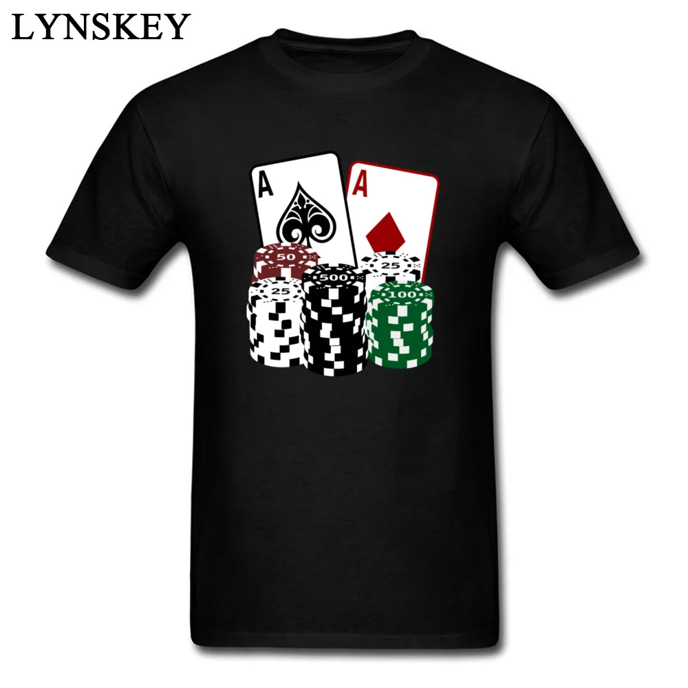Смешные покер карты с чипами Gamble Ace Футболка мужская графическая футболка